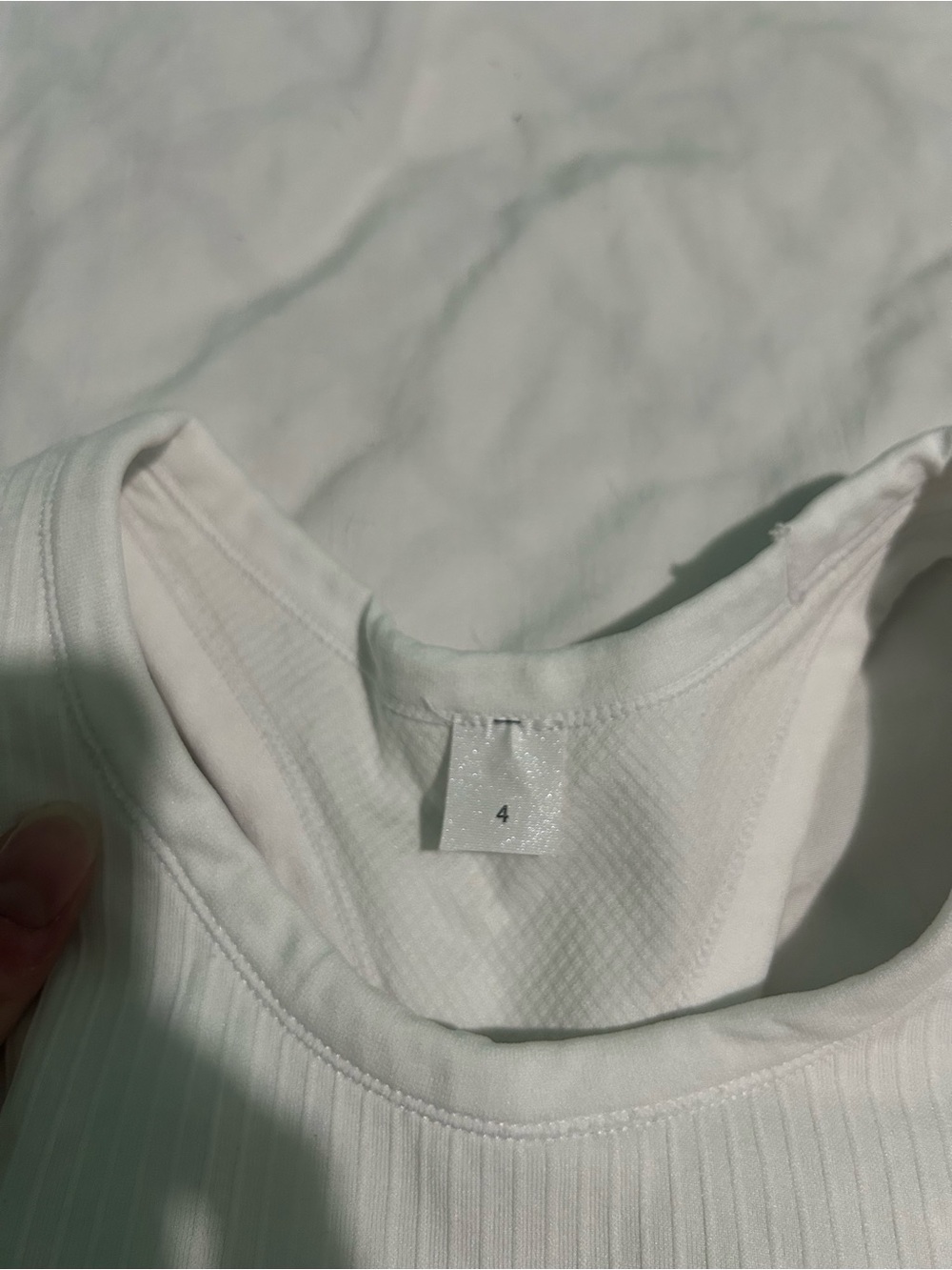 White Ribbed Racerback Crop Top - Unbranded - Picture 2 of 3
